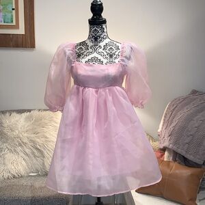 Pink Puff Sleeve Dress